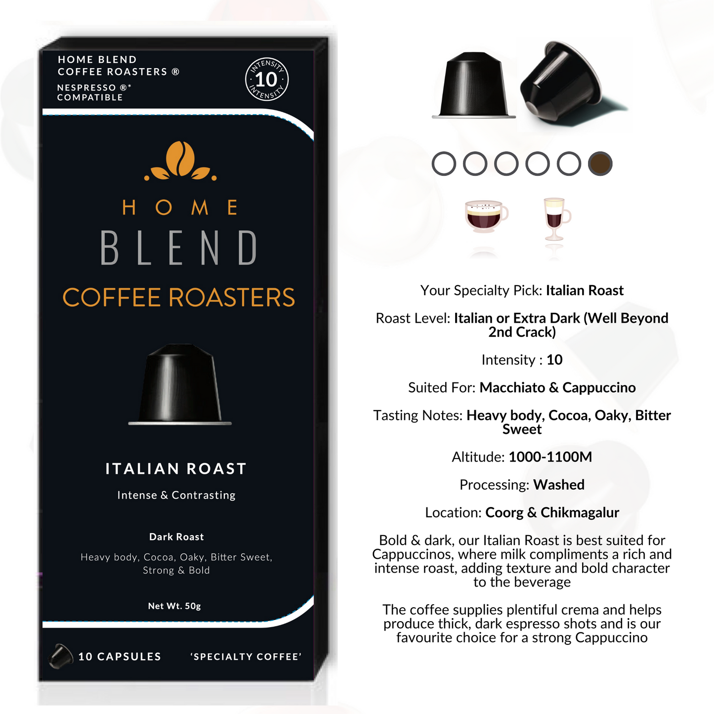 Italian Roast - Aluminium Coffee Pods / Capsules - Pack of 10
