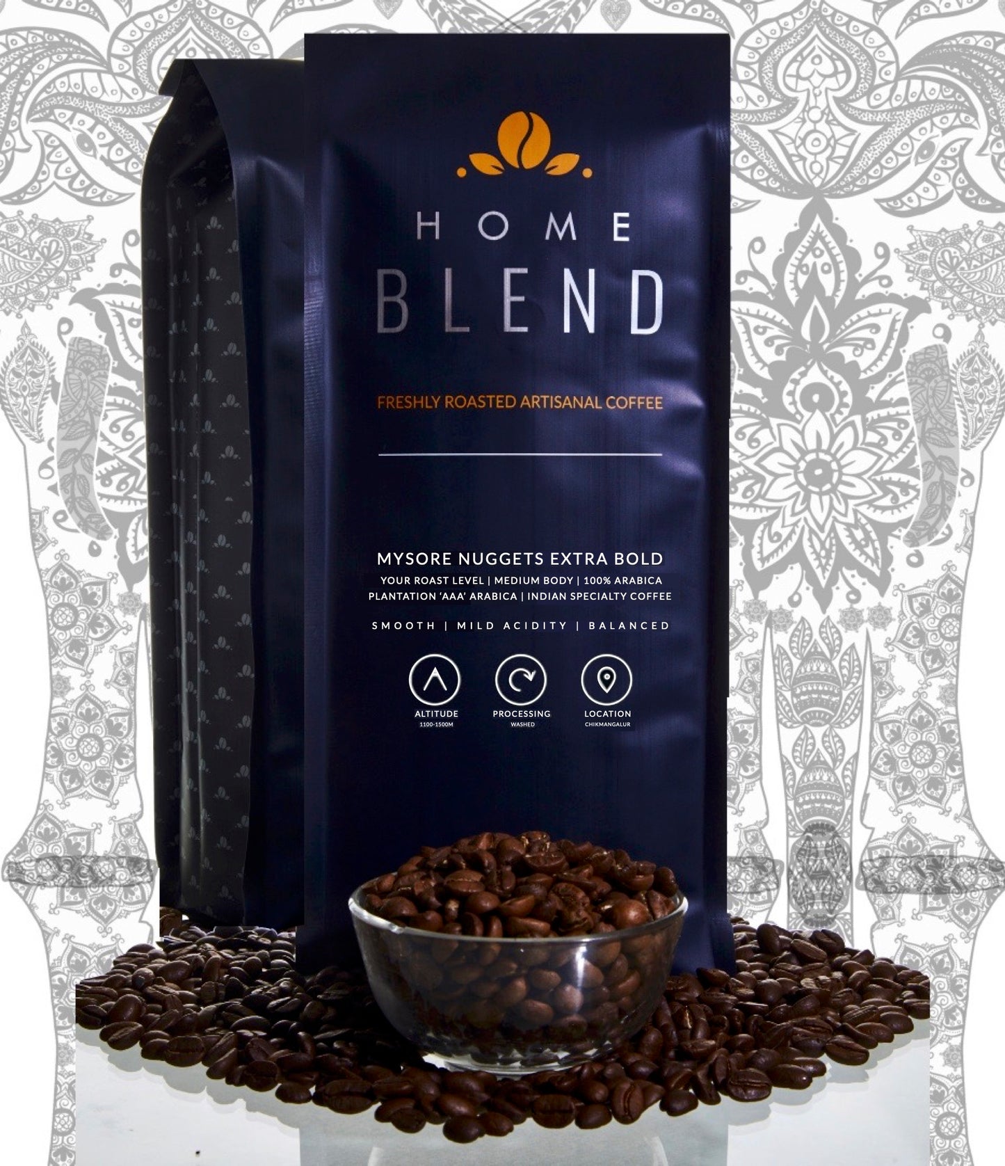 Mysore Nuggets Extra Bold 'AAA' Home Blend Coffee Roasters Indian Specialty Arabica Coffee Beans 1 KG Pack