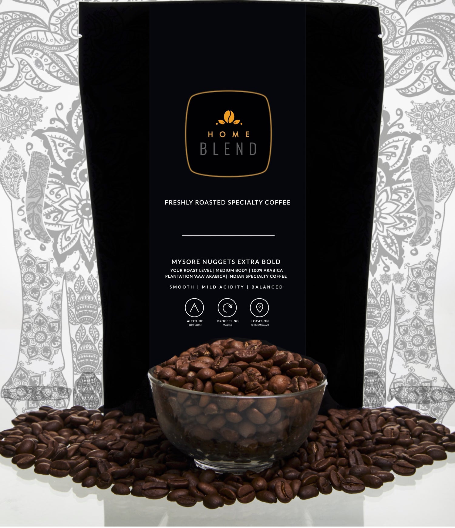 Mysore Nuggets Extra Bold 250G Whole Coffee Beans Home Blend Coffee Roasters