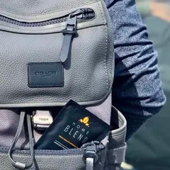 backpack with home blend coffee