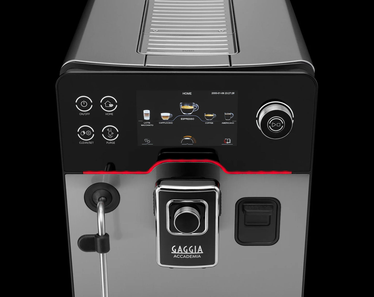 Gaggia Accademia Stainless Steel - One Touch Cappuccino Beans & Grounds Coffee Machine