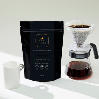 Ground Coffee Monsooned Malabar AA Pour Over Coffee Beans 250g Home Blend Coffee Roasters