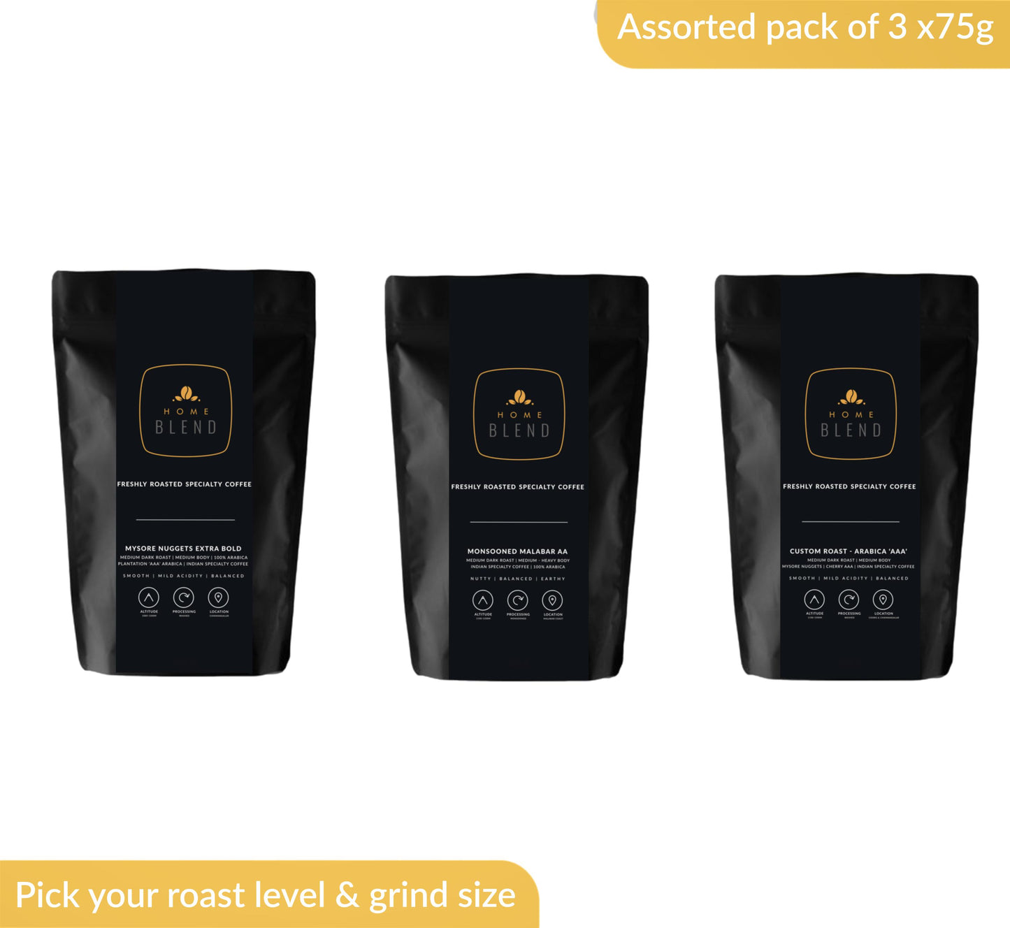 Home Blend Coffee Roasters Assorted Coffee Sampler Trial Pack 