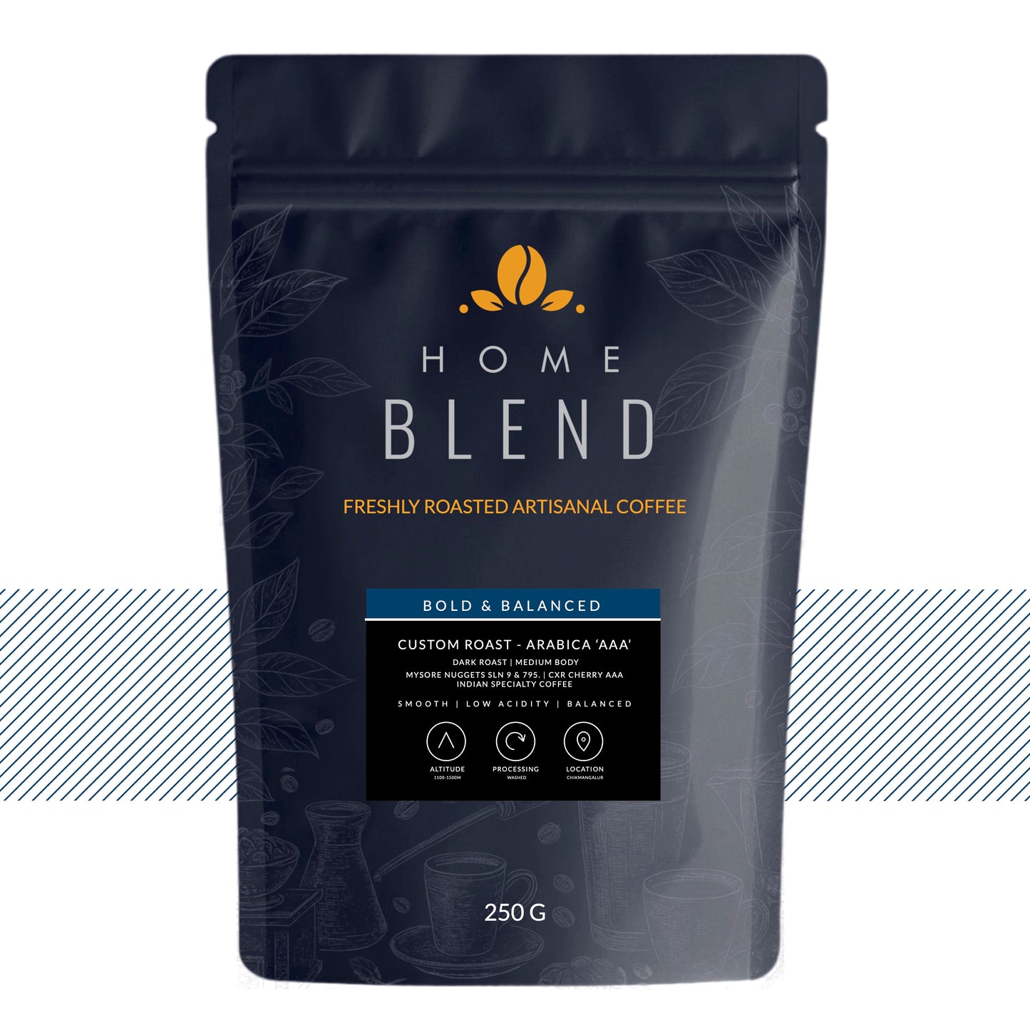 Whole Bean - Custom Roast Arabica 'AAA' + Cherry 'AAA' - Pack of 250g