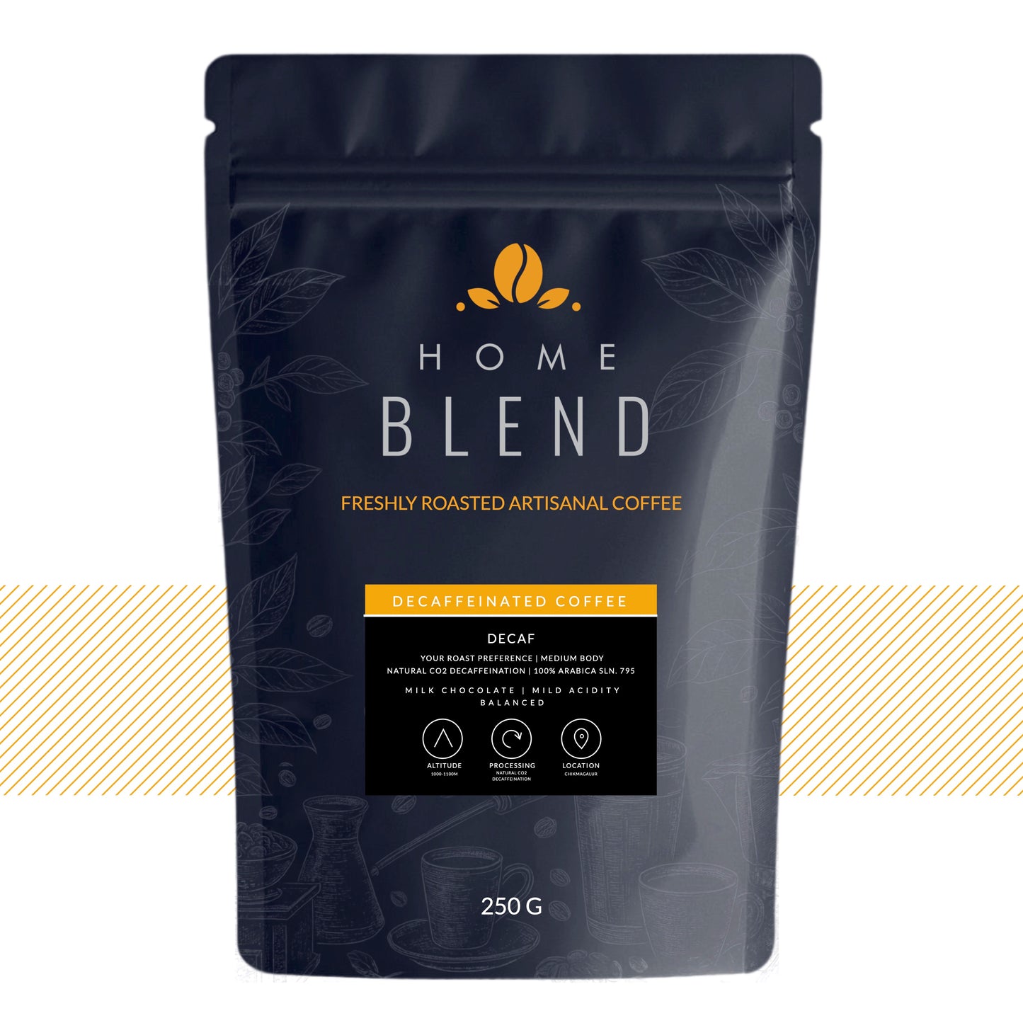 Home Blend Coffee Roasters Decaf Decaffeinated Coffee 250g