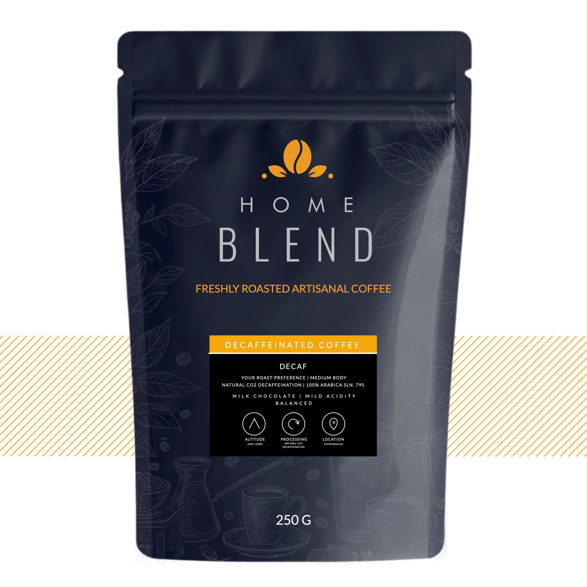 Home Blend Coffee Roasters Decaf Decaffeinated Coffee 250g