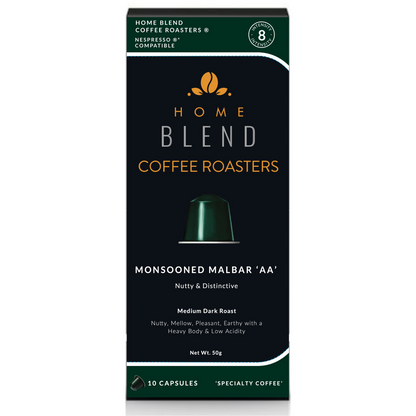 Monsooned Malabar AA - Aluminium Coffee Pods / Capsules - Pack of 10