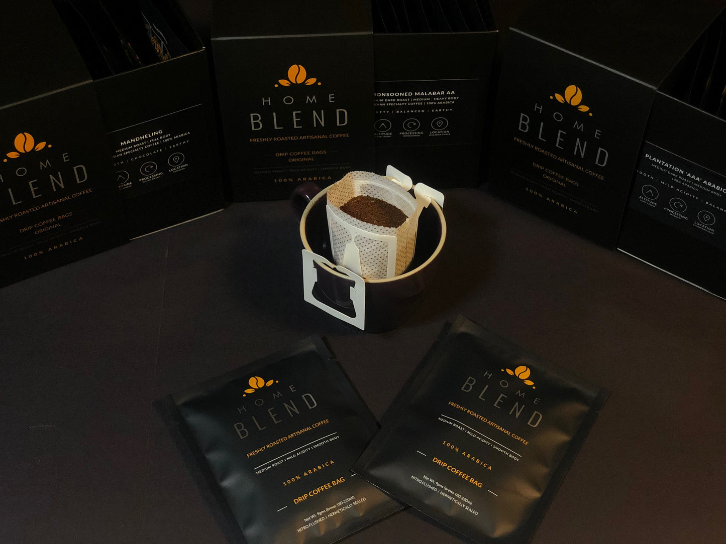 Drip Coffee Bags | Mysore Nuggets Extra Bold | Medium Roast | Pack of 10-home-blend-coffee-roasters.myshopify.com-Drip Coffee Bags-Home Blend Coffee Roasters